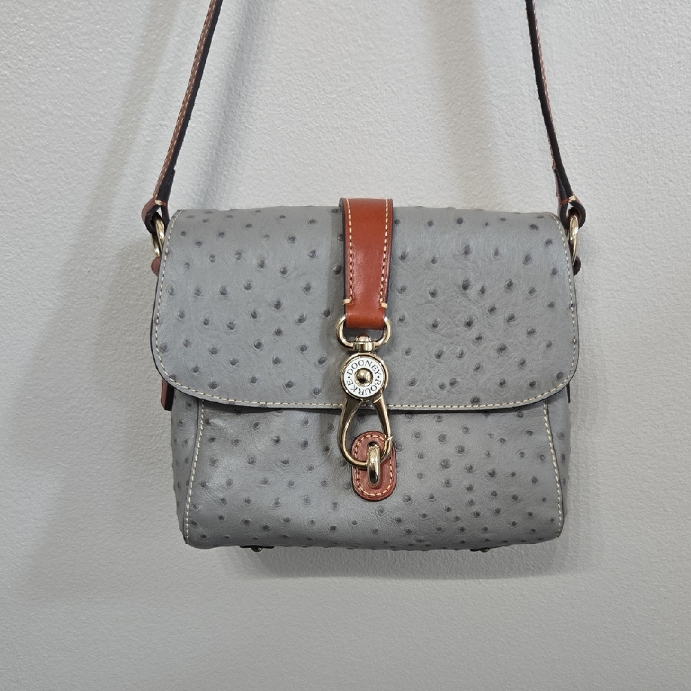 NWOT- Dooney & Bourke Gray Ostrich Crossbody Bag
